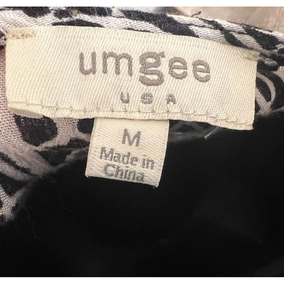 Umgee Black and White Long Lined Tie Top Women's M - Picture 4 of 5